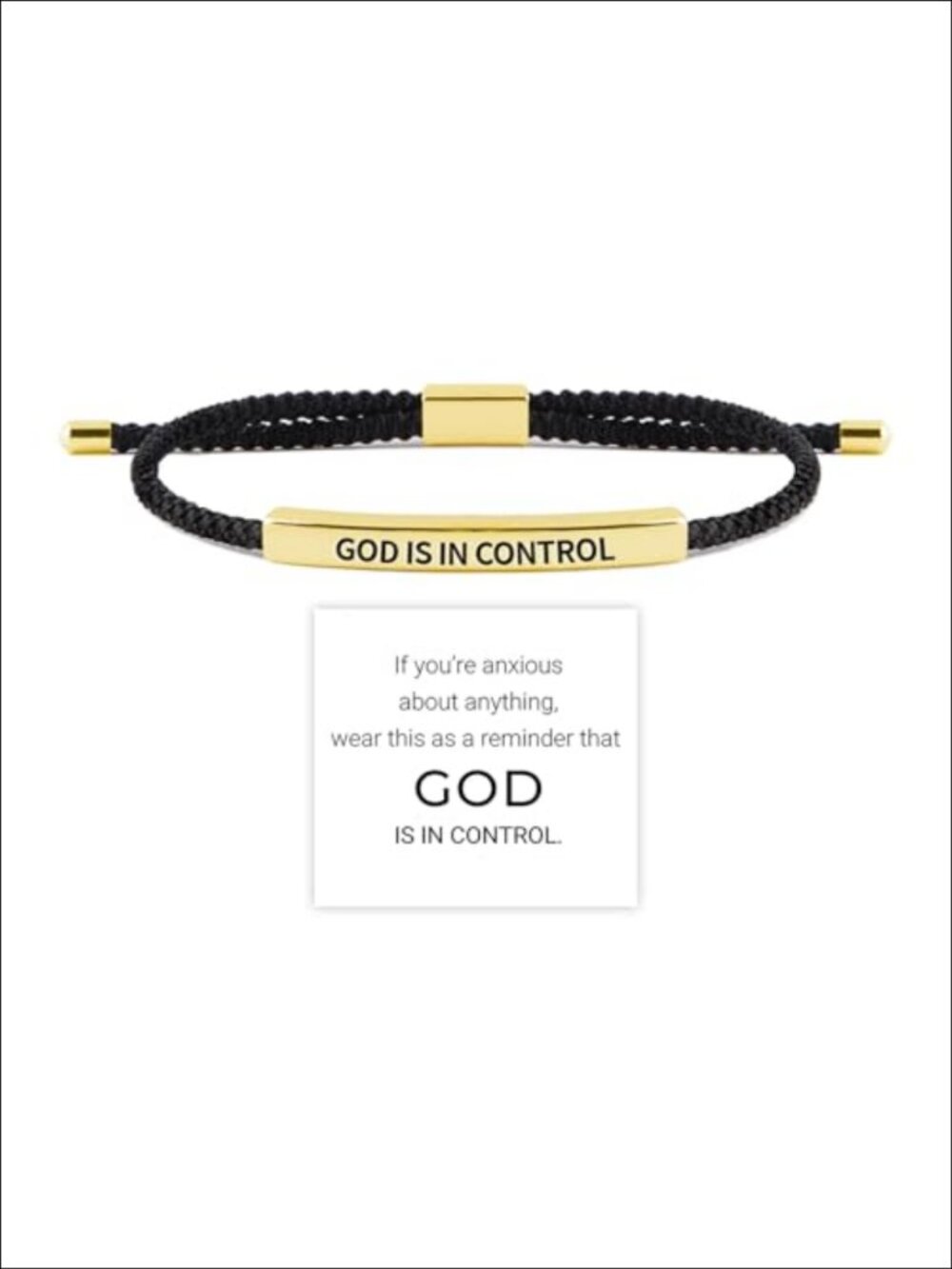 God is in Control Tube Bracelet Adjustable Stainless Steel Christian Faith